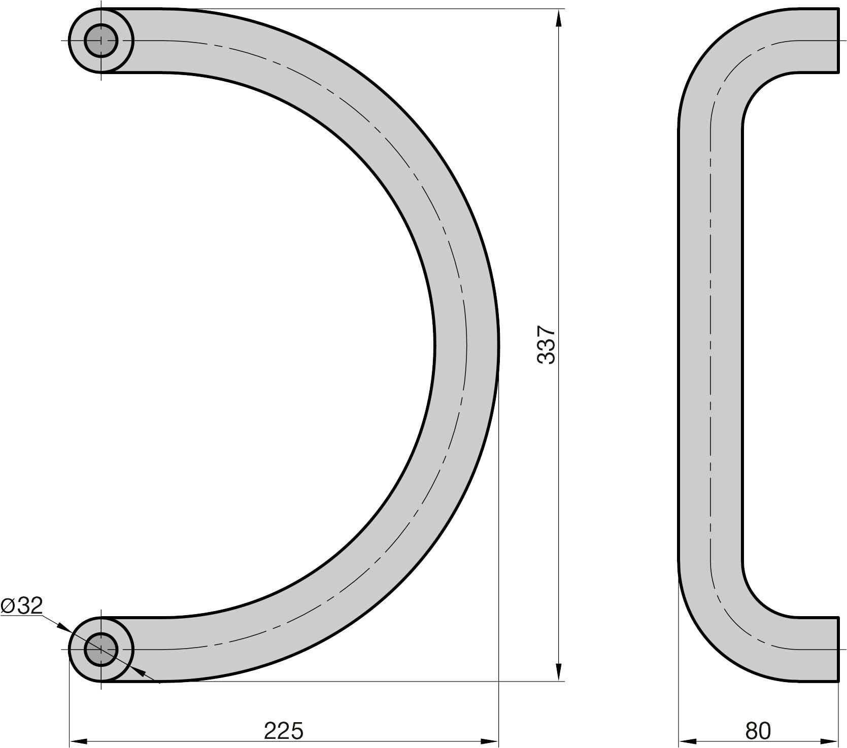 Deurgreep Rond 200 mm mat rvs | Online Deurbeslagshop