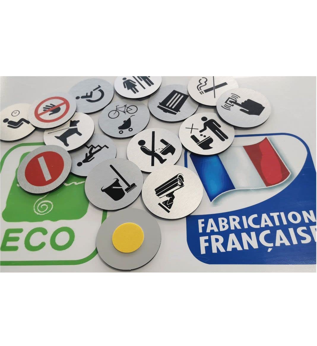 Plaque De Porte Aluminium Brossé Imprimé AluSign 85 Mm - épaisseur. 3 Mm - Salle De Bain