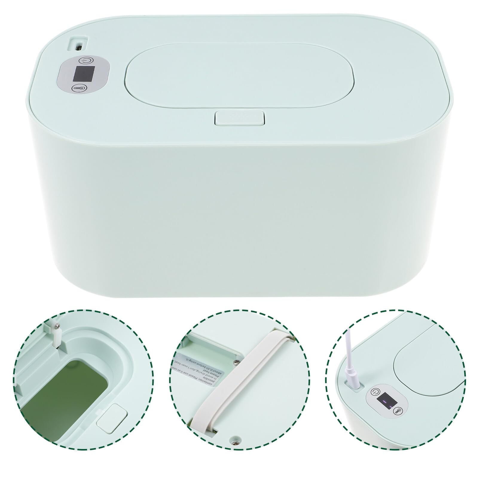 COLLBATH Calentador de Toallitas Húmedas Portátil USB para Ñiño, Dispensador Cálido de Abs y Pp Resistente, Adecuado para Coche y Hogar, Color Verde
