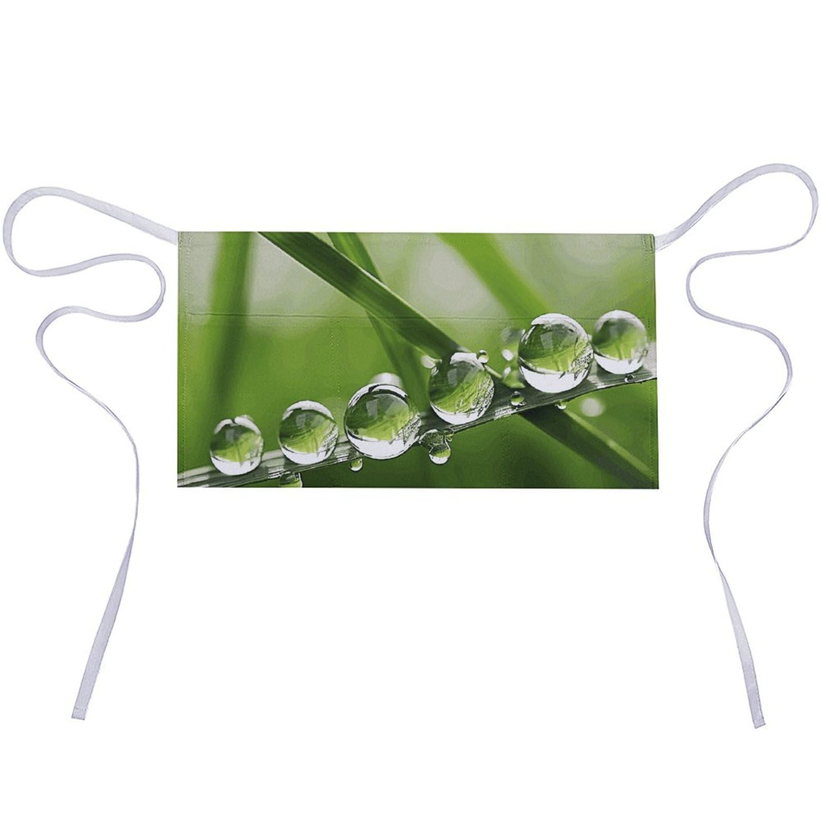 KLWQR A Group of Water Droplets Server Aprons Waterproof Adjustable Waiters Apron Half Apron With 3 Pockets Kitchen Restaurant Short Apron for Women Men