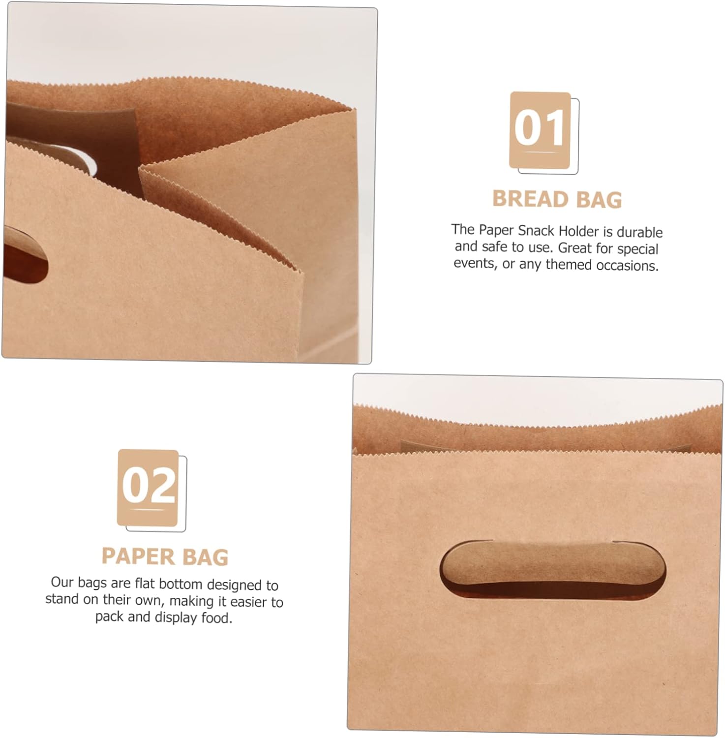 Garneck 30pcs Bread Packing Bags Kraft Paper Baking Bags Oven Safe Candy Sandwich Biodegradable