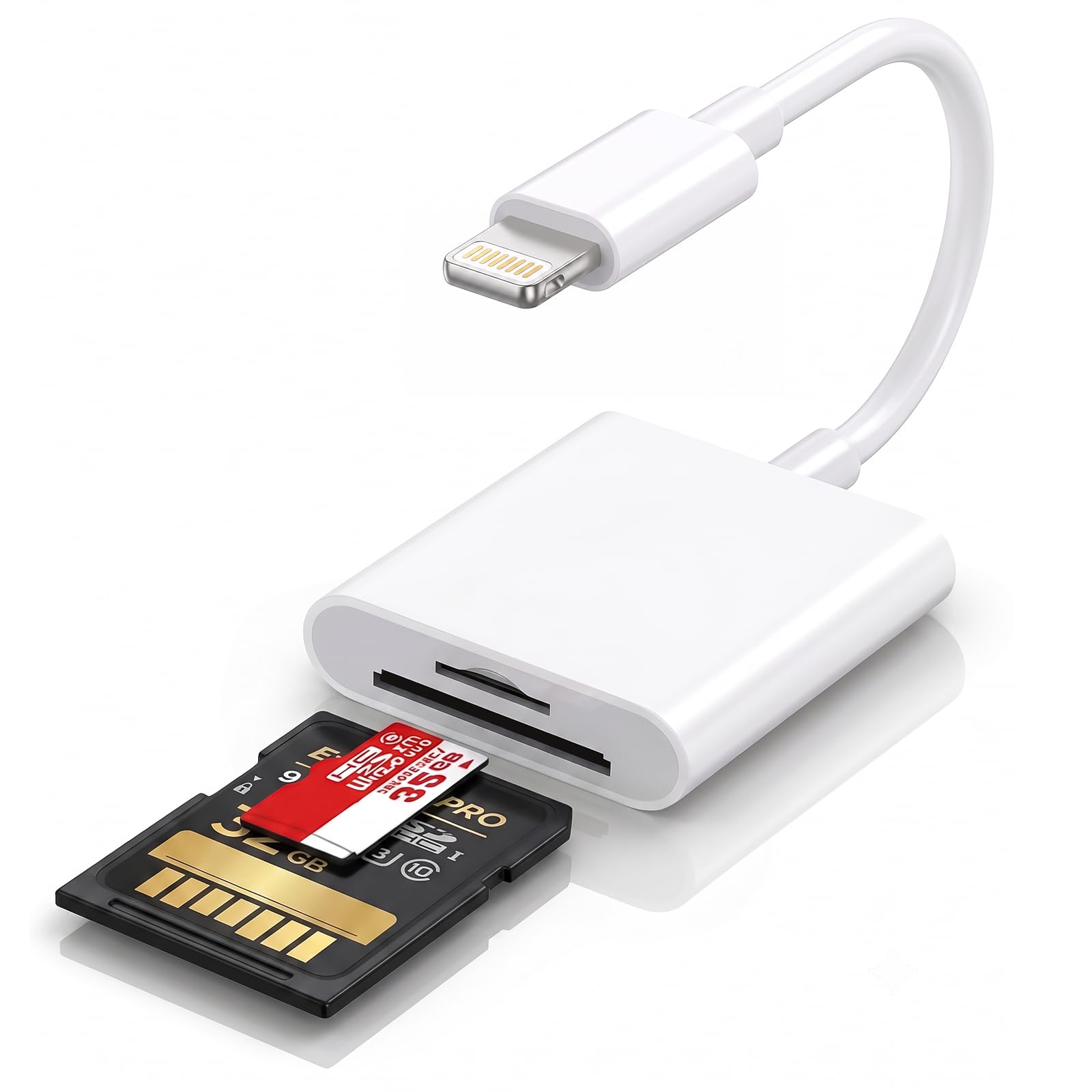 Photo 1 of (Apple MFi Certified) Lightning to SD Card Camera Reader for iPhone iPad, Dual Card Slot Memory Card Reader Supports SD and TF Card Trail Camera Viewer Sd Card Adapter Portable Micro Sd Card Reader