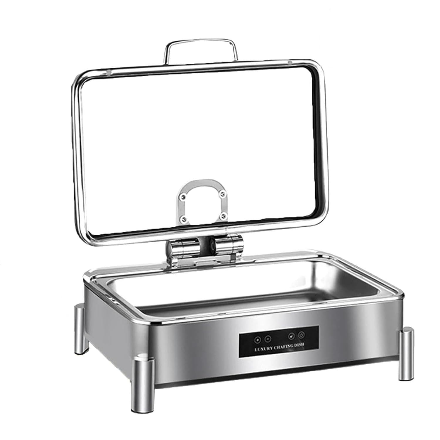 9L Chafing Dish Buffet Electrico, Temperatura Ajustable Acero Inoxidable Calentadores Fiestas, con Ajuste Inteligente de Temperatura, cenas Familiares, con Tapa de Cristal