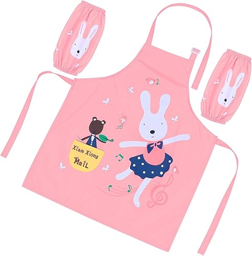 Breathable Apron with Pocket and Sleeves for Painting Baking Cooking Reusable Art Smock for Boys and Ages for Creative Activities and Outdoor Use