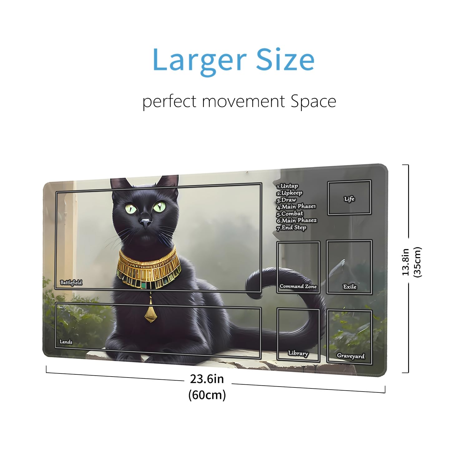 Tappetino Da Gioco Per Carte MTG – 61x35,6 Cm, Base In Gomma Antiscivolo, Stampa Gatto Kawaii, Ideale Per Giochi Di Carte - 4