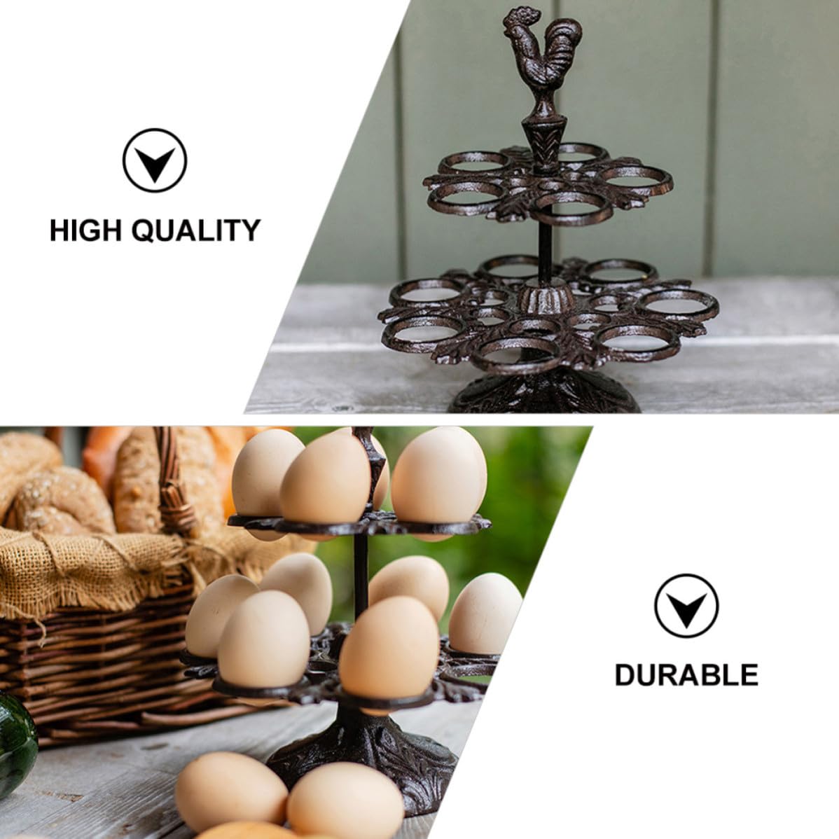 Operitacx Porta Uova Retrò in Ferro Nero, Design Gallina per Cucina | Organizzazione Pratica, Protezione delle Uova, Stile Creativo, Adatto a Tavolo, Forno e Decorazione