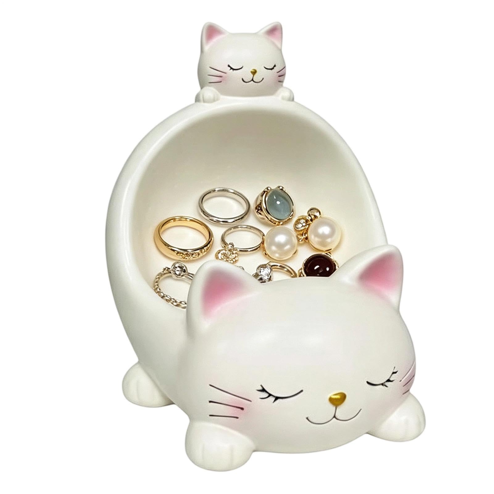 Da Ingresso Gatto in Resina Organizer per la Casa | Portabracciali Per Donne Ragazze Monete Fermagli Per Capelli Orologi Comodino Tavolo Scrivania Ufficio Appartamento