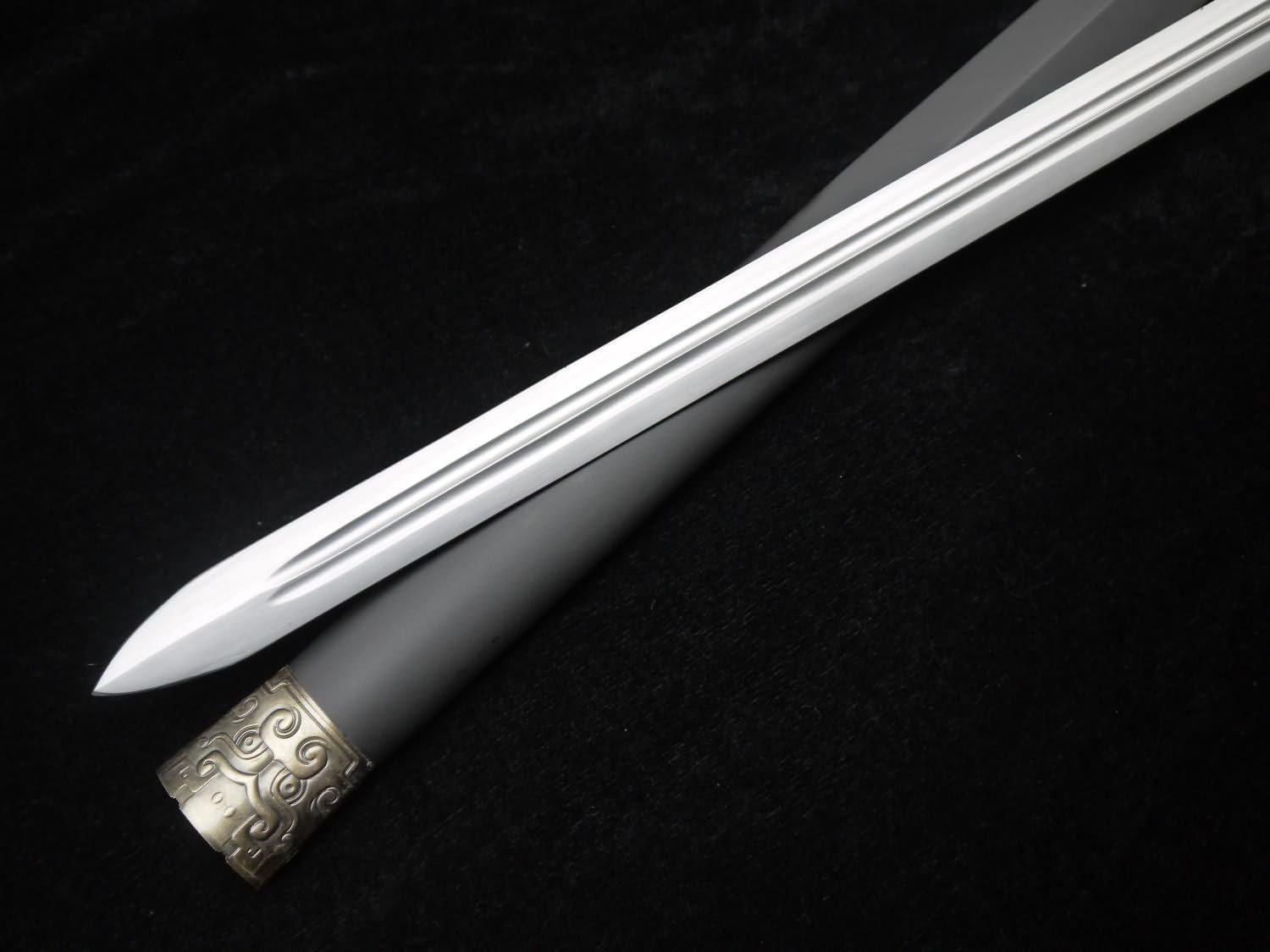 LOONGSWORD Chinese Sword/Han jian/Medium Carbon Steel Blade/Solid Wood Scabbard/Alloy Fittings