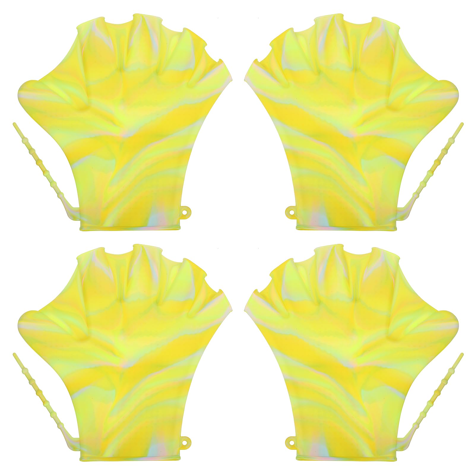 PATIKIL 8 Inch Swim Gloves, 2 Set Silicone Swimming Gloves for Men Women Adults Water Resistance Training Diving Snorkeling, Light Yellow