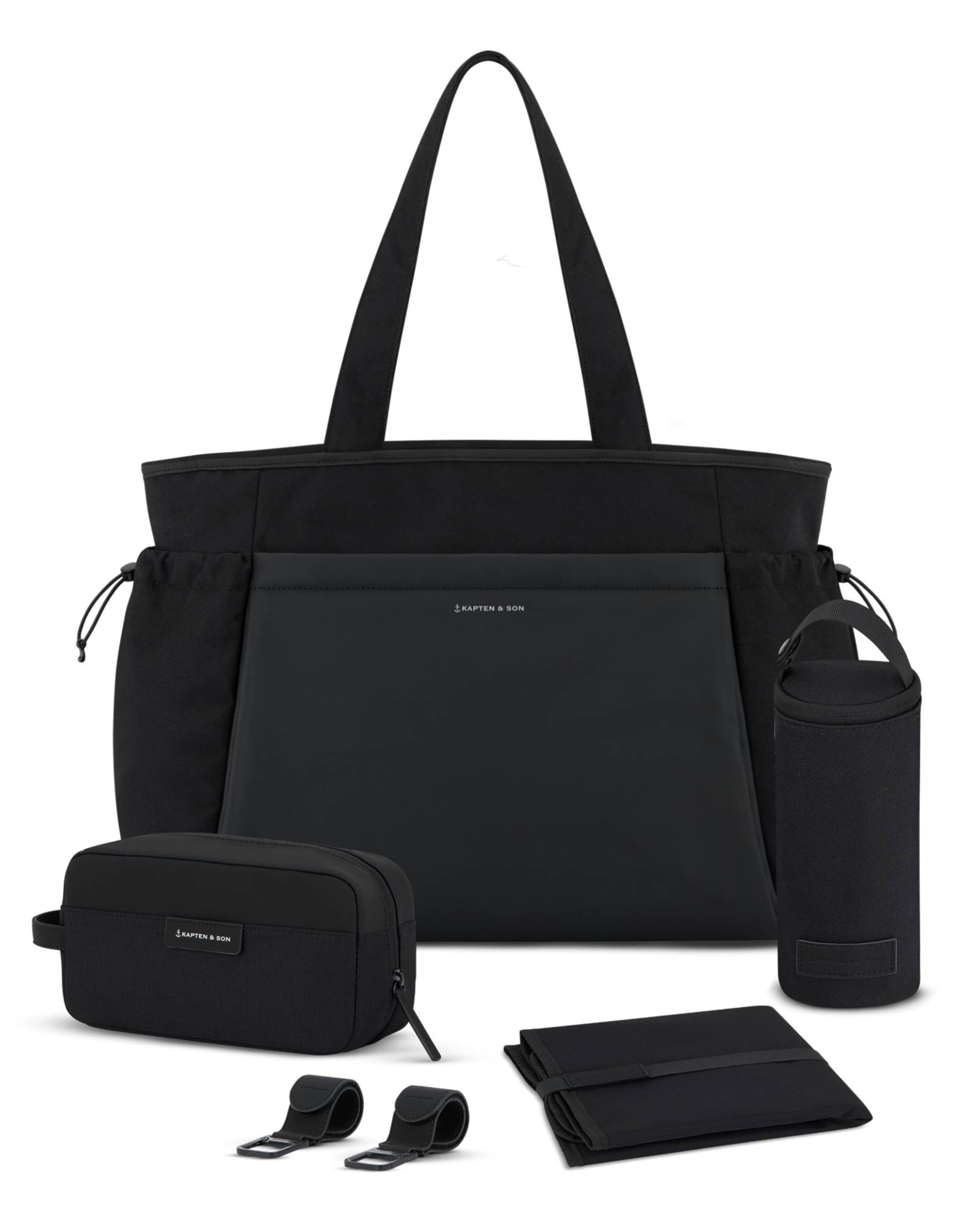 Kapten & Son Shopper Hellvi Diaper Set 25 L | Wickeltasche mit Kinderwagen- und Kofferbefestigung | inklusive Kulturtasche, Wickelunterlage & isolierter Flaschenhalter | Diaper Bag