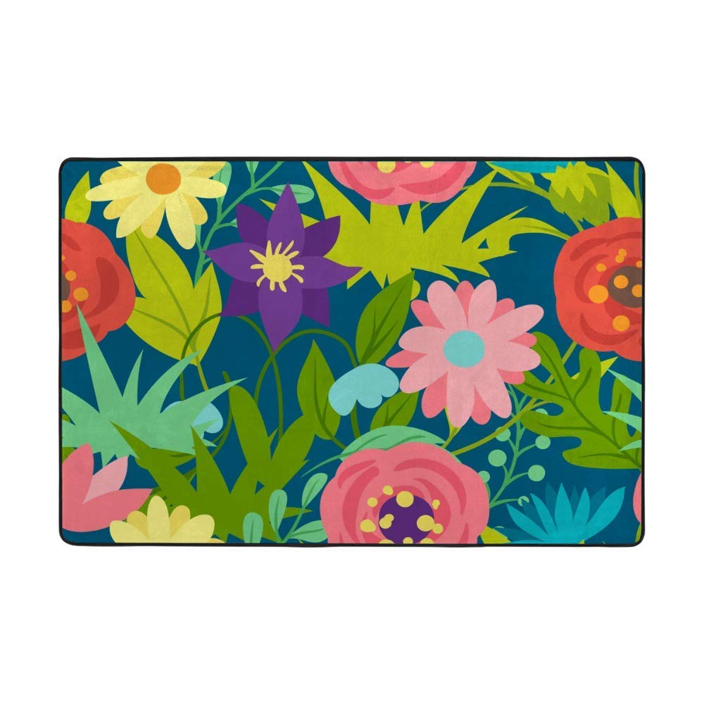 Large Area Rug Non Slip Floor Carpets Soft Comfort Indoor Floor Mats Home Decor for Bedroom Sofa Living Room Beautiful Spring Flowers 80 x 58 inch