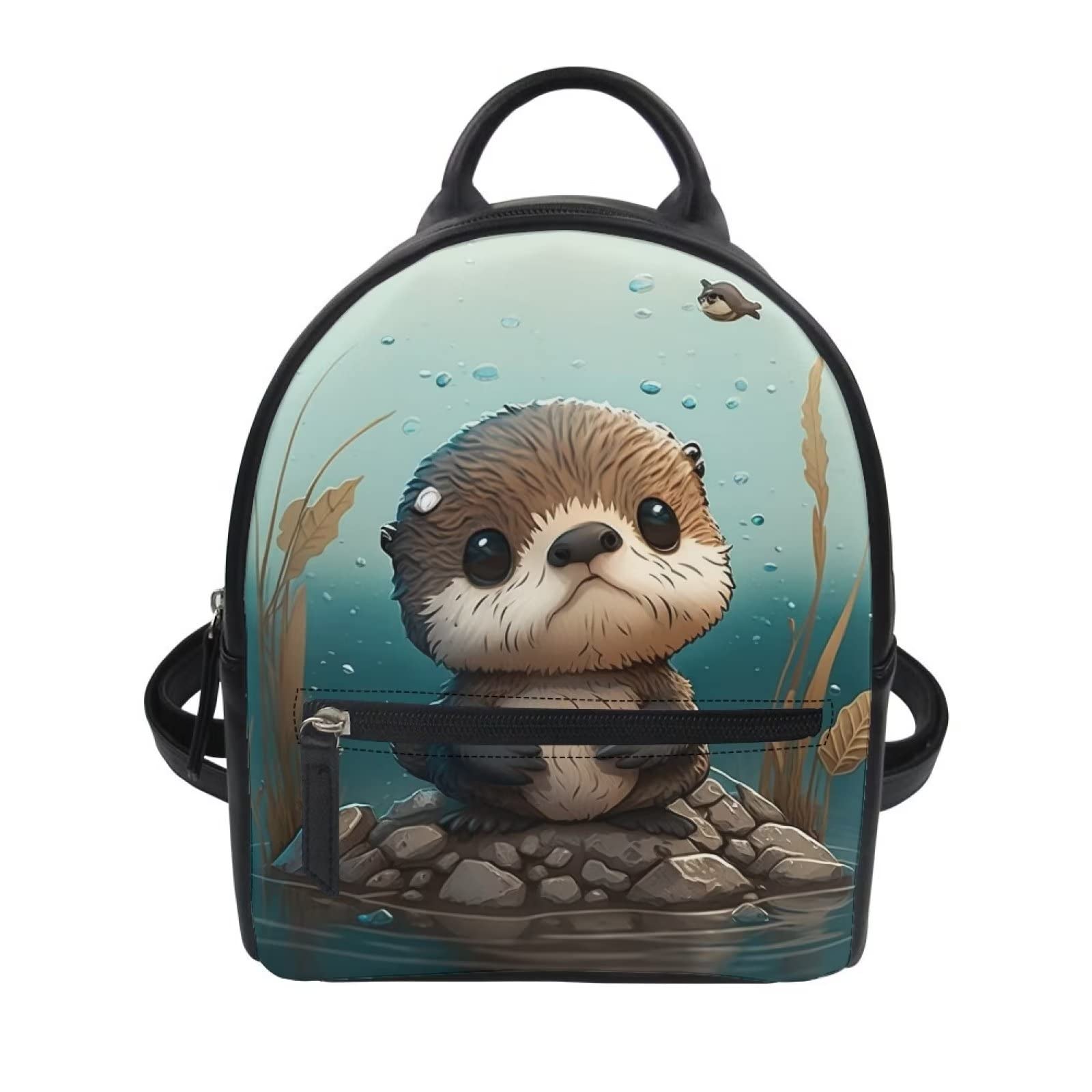 Showudesigns Cute Sea Otter Mini Backpack Purse Teen Girls Small Daypack Women Travel Casual Rucksack Shoulder Bag Satchel Girly Christmas Purse
