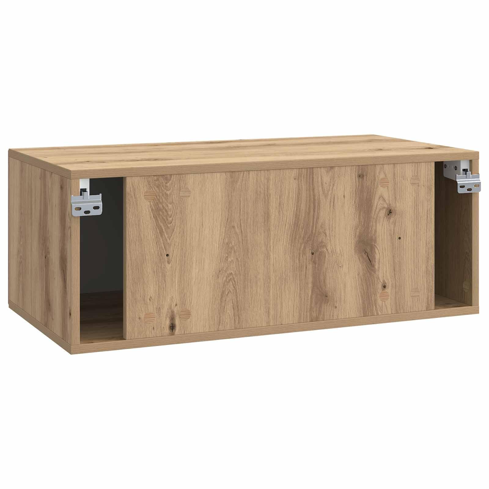 Mobile Porta TV da Muro in Legno Rovere Artigianale 78,5 x 41 x 30 cm con 2 Ante e Ampio Spazio di Archiviazione per Soggiorno Moderno, Supporto Parete e Consolle TV