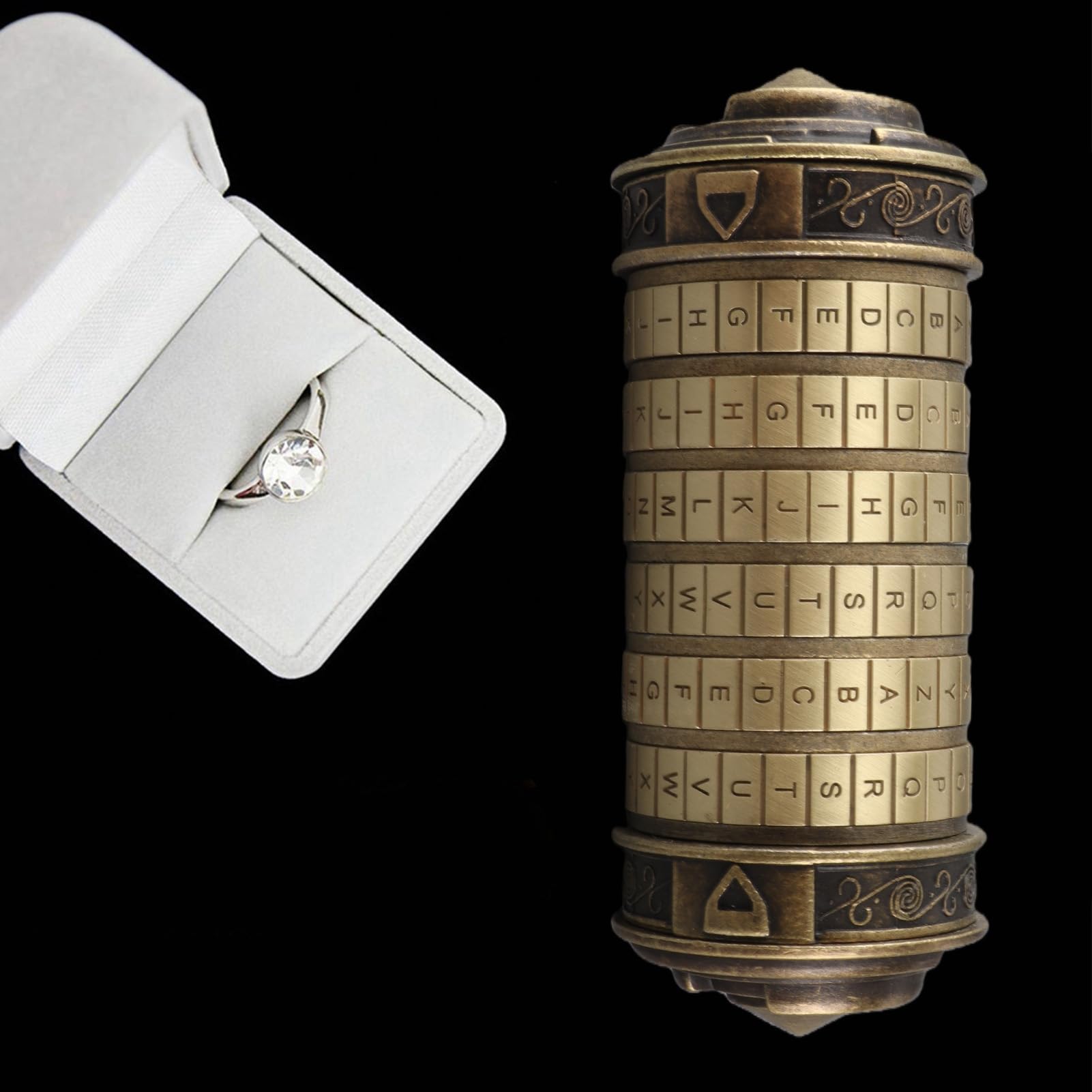 Código Mini Cryptex Lock Puzzle Box Código de Letra Bloqueo Anillo Titular Cryptex Puzzle Cajas Regalo romántico para Notas Joyería Anillos Dinero Romántico Aniversario Regalos