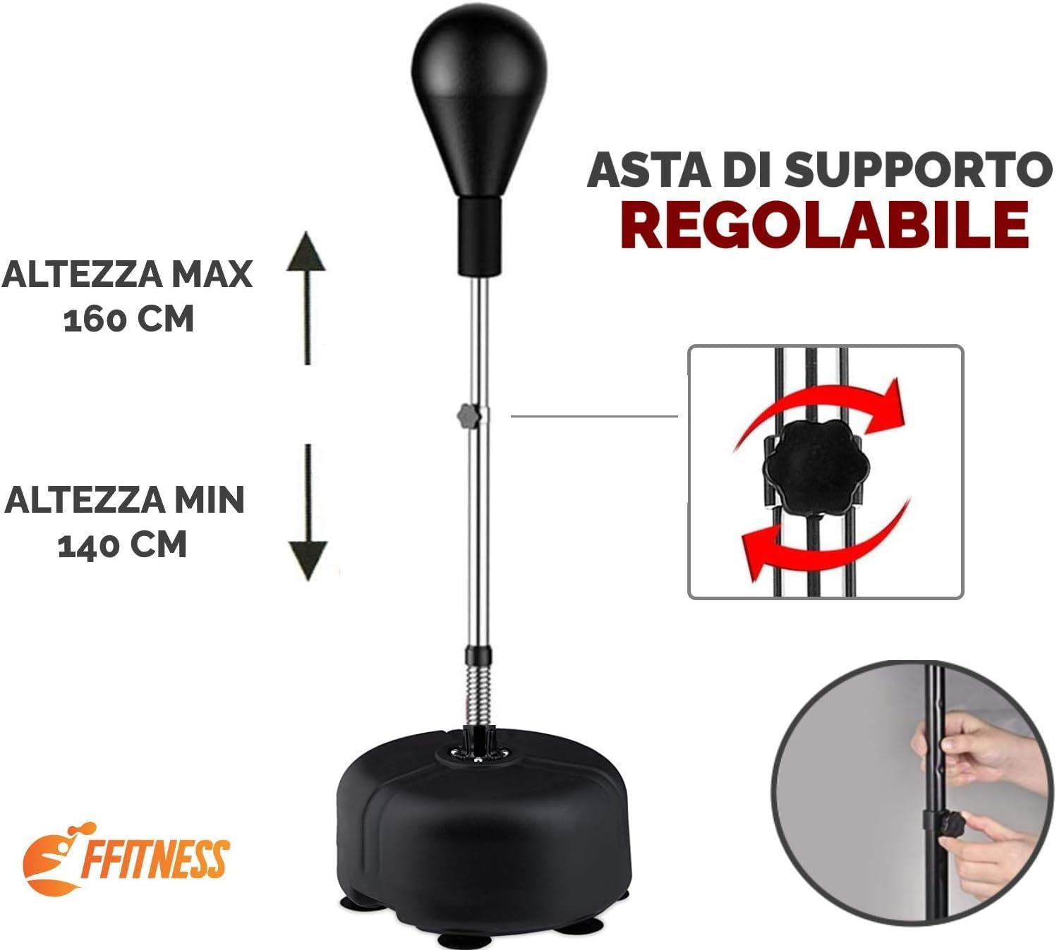 Punching Ball Boxe para adultos Speed Ball H 140 – 160 cm rebotante pelota de punzón para entrenamiento