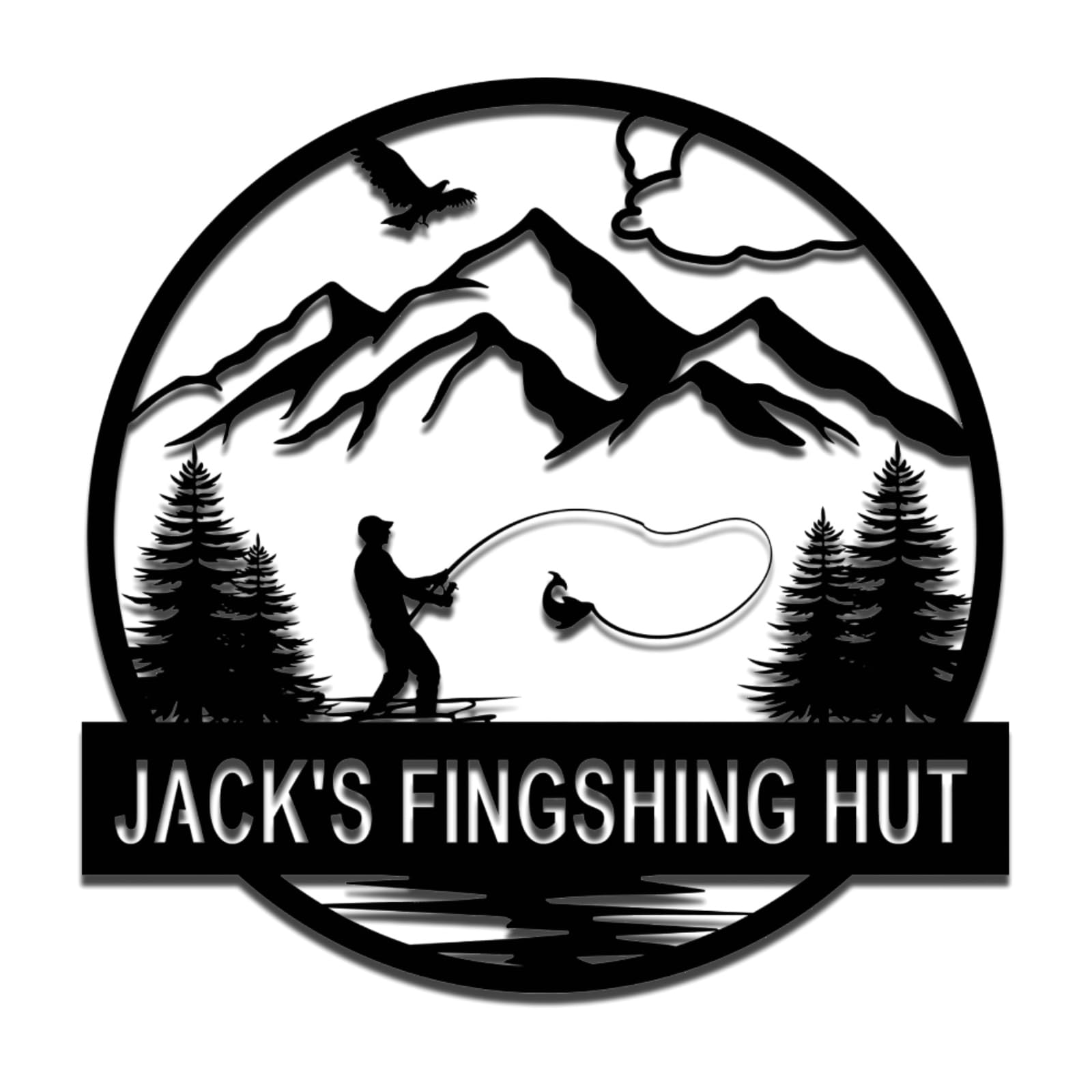 Met5kdm Fisherman Personalised Wall Art Metal,Customized Name Sign,Outdoor Man Cave,Cabin,Shed Decor,Fishing Lover Gift