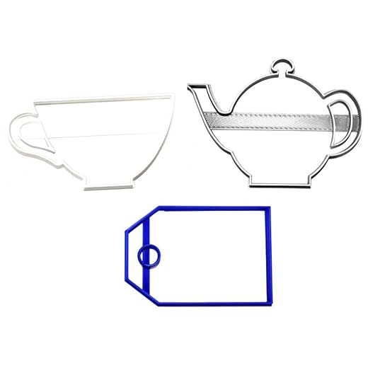 TEA TIME CUP POT HANGING NAME TAG BEVERAGE SET OF 3 COOKIE CUTTER USA MADE PR1178