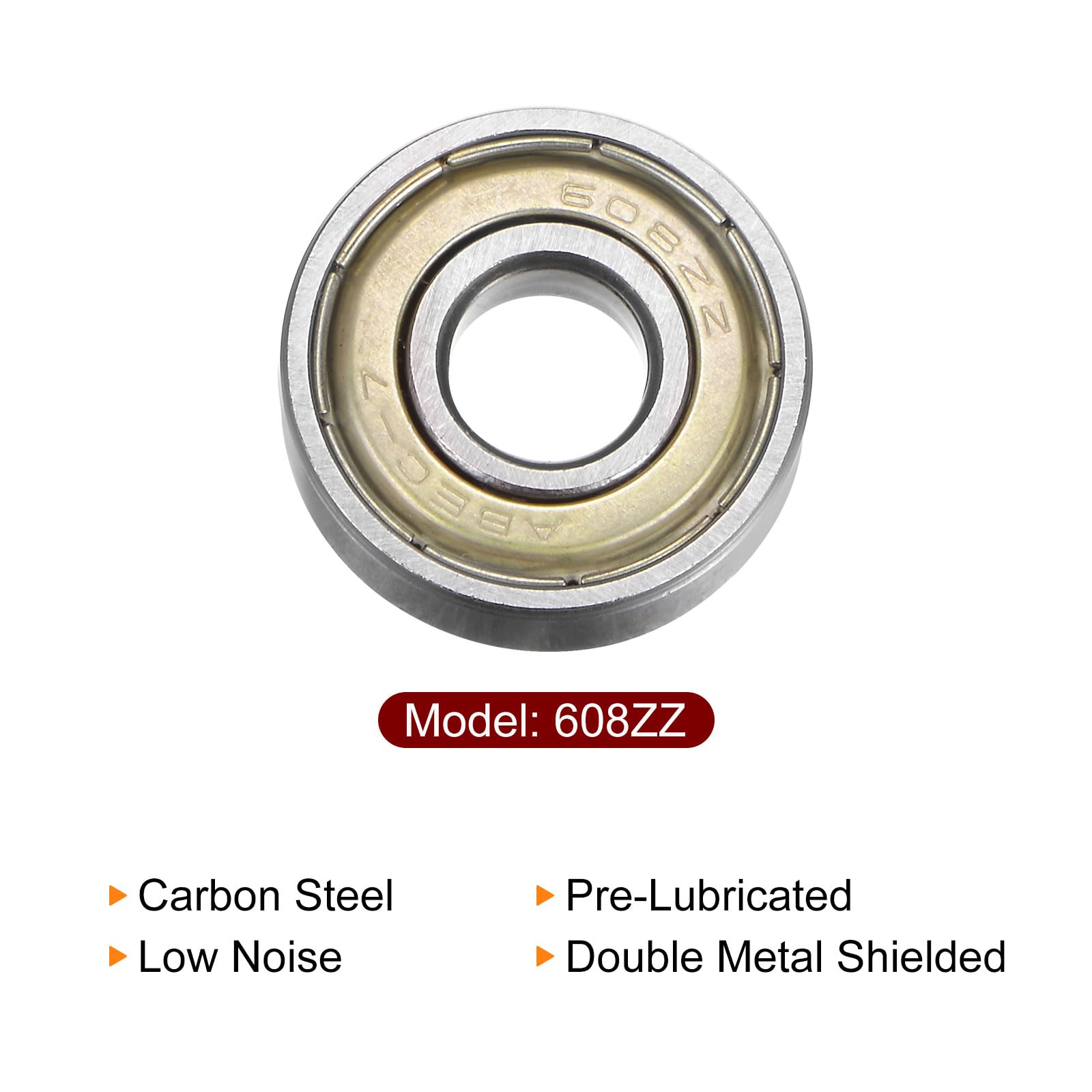 Lot 20 Roulements à Billes 608ZZ – 8x22x7 Mm, Double Joint, Acier Carbone, Pour Skate & Vélo