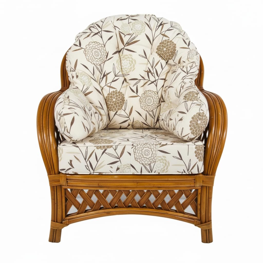 Hartfords Relpacement cushions for a Wrap round Suite of Conservatory Cane Furniture - choice of fabrics (Jakarta Natural, Chair Cushions Set)