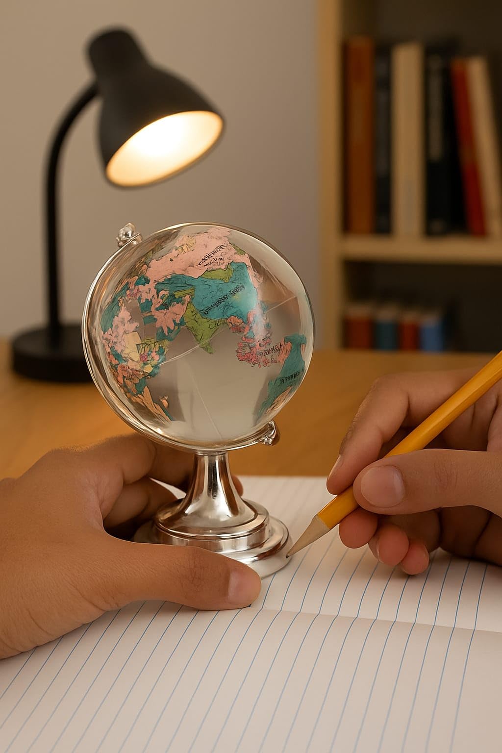 ThincAmaxe Luxury Crystal Globee with Silver Stand– Elegant World Globe for Desk or Office Décor, Modern Decorative Glass Globe with Etched Continents (Colourful Globe Medium, Medium) - Image 2 thumbnail