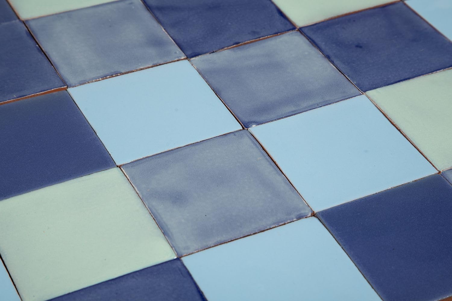 Cerames Azulejos de mosaico de un solo color azuna- mosaico de azulejos de cerámica mexicana, azulejos México para cocina, baño, ducha, pared posterior de cocina, un paquete de 90 azulejos 10,5 x 10,5