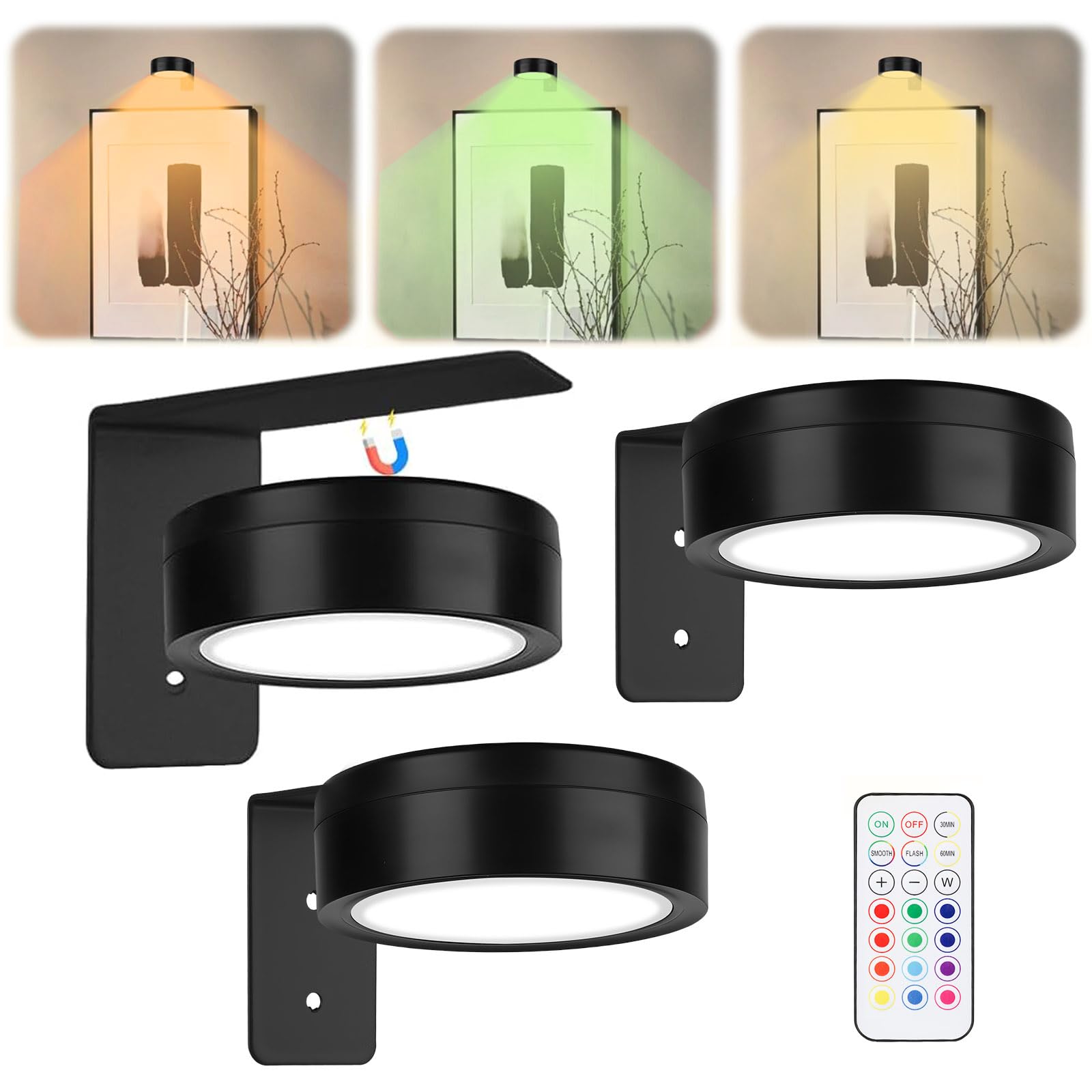 Luces LED magnéticas de pared con 13 colores y fijación inalámbrica con pilas 8