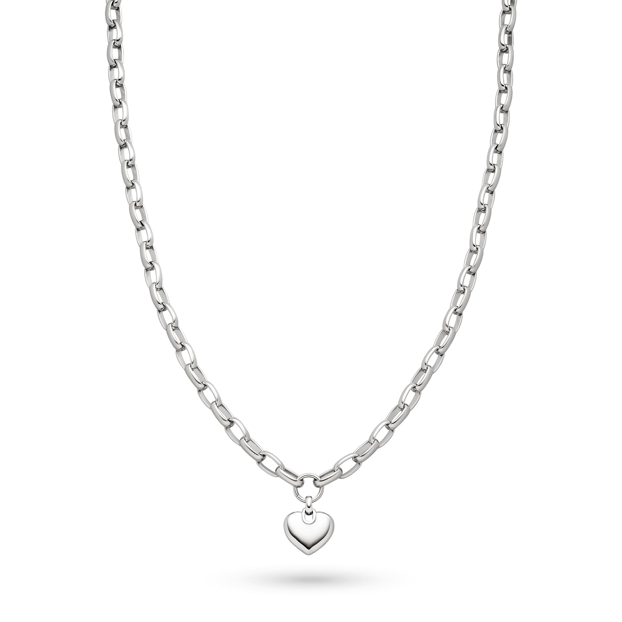 s.Oliver Necklace – Elegant Necklace Made of Polished Stainless Steel – Silver – Link Chain 55 cm – Waterproof and Skin-friendly