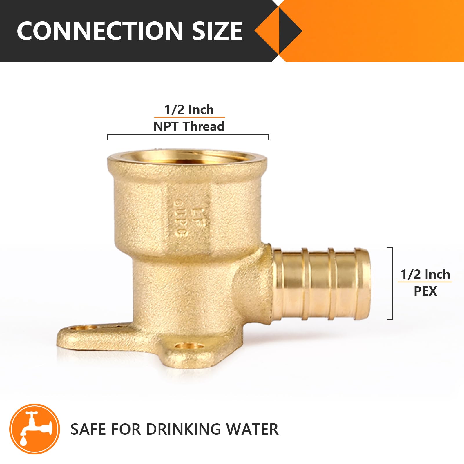 EFIELD Pex A Expansion Full Flow Brass Fitting 1/2 Inch X 1/2