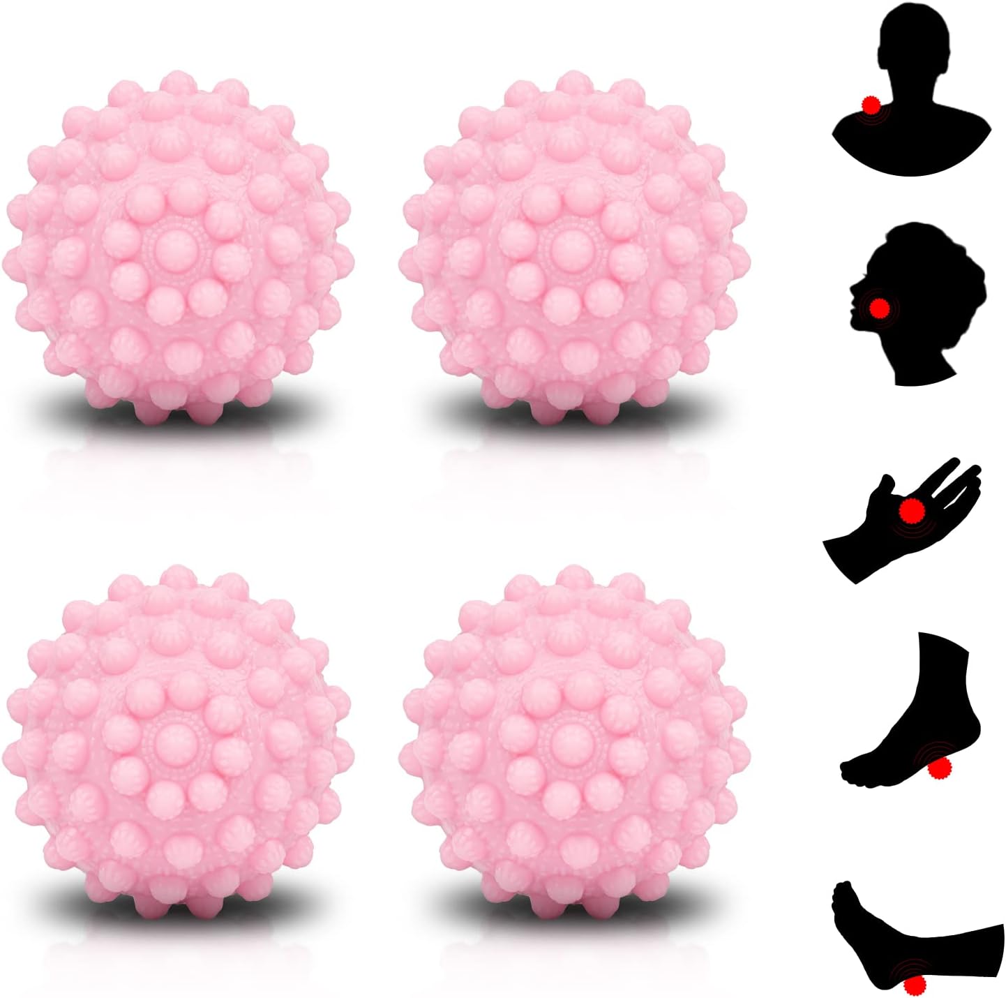 Falerel Spiky Foot Massage Ball 4pcs Pressure Point Therapy Balls for Trigger