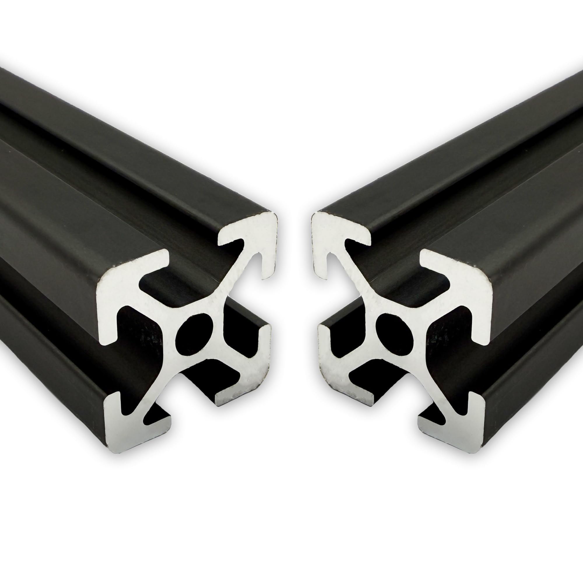 Aluprofil 20x20 mm | Nut 5 | 6 Stück mit 2 Meter = 12 Meter | schwarz eloxiert | Aluminium Profil | I-Typ |Nutenprofil | Aluprofil | Alu Profil | Leicht | Montagesystem |