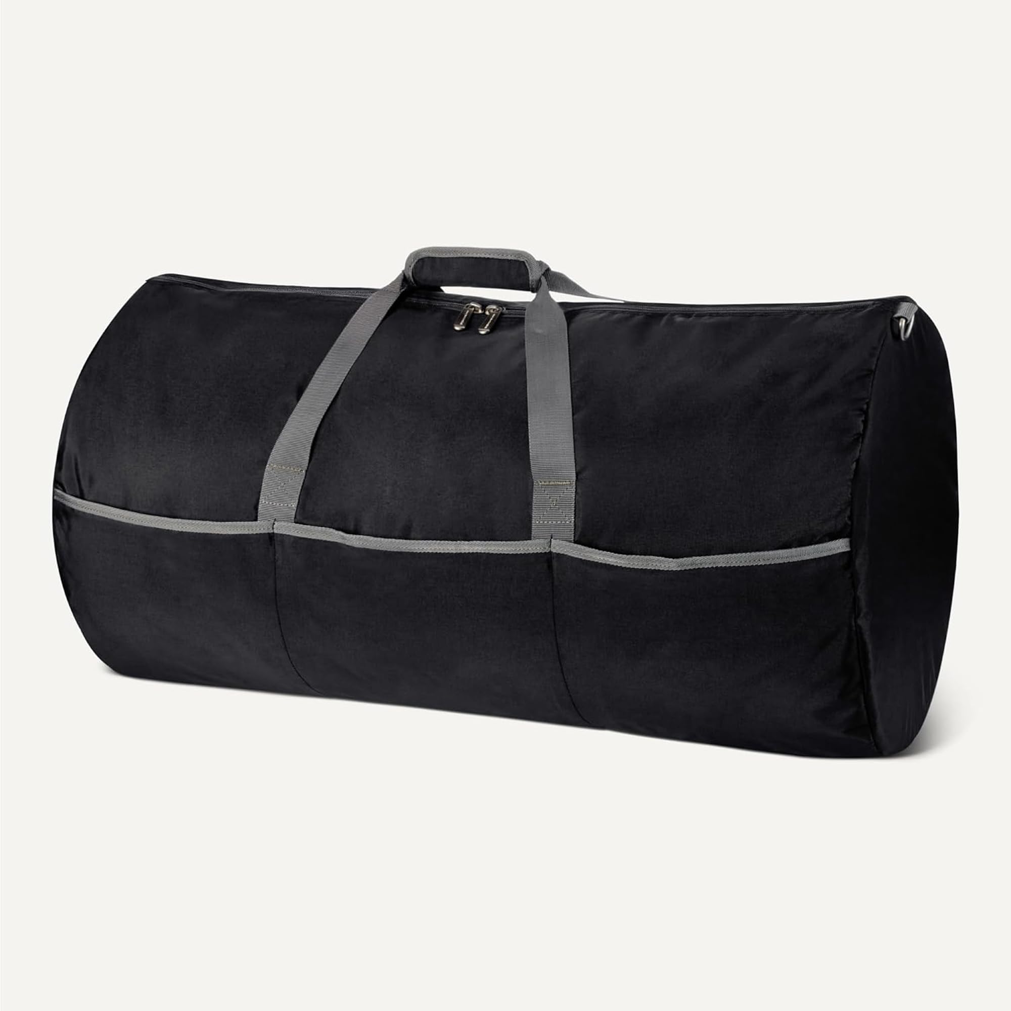 Amazon Essentials Macuto de Nailon Plegable Extragrande de 82,3cm para Viajes o Almacenamiento con Bolsillos con Cremallera, 150L, Capacidad de 22,68kg, Negro (anteriormente Amazon Basics)