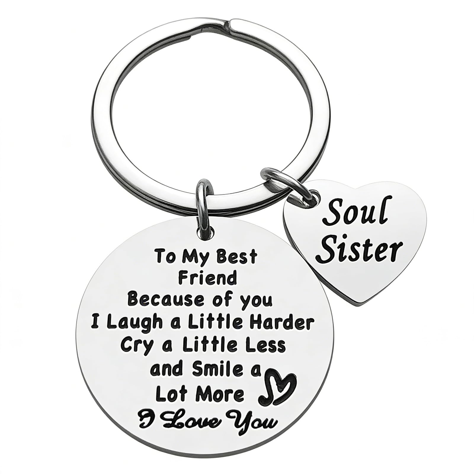 Friend Gifts for Women - Birthday Christmas Gift for Best Friends Woman Female, To My Best Friend Bestie Soul Sister Keychain, Thanksgiving Day Long