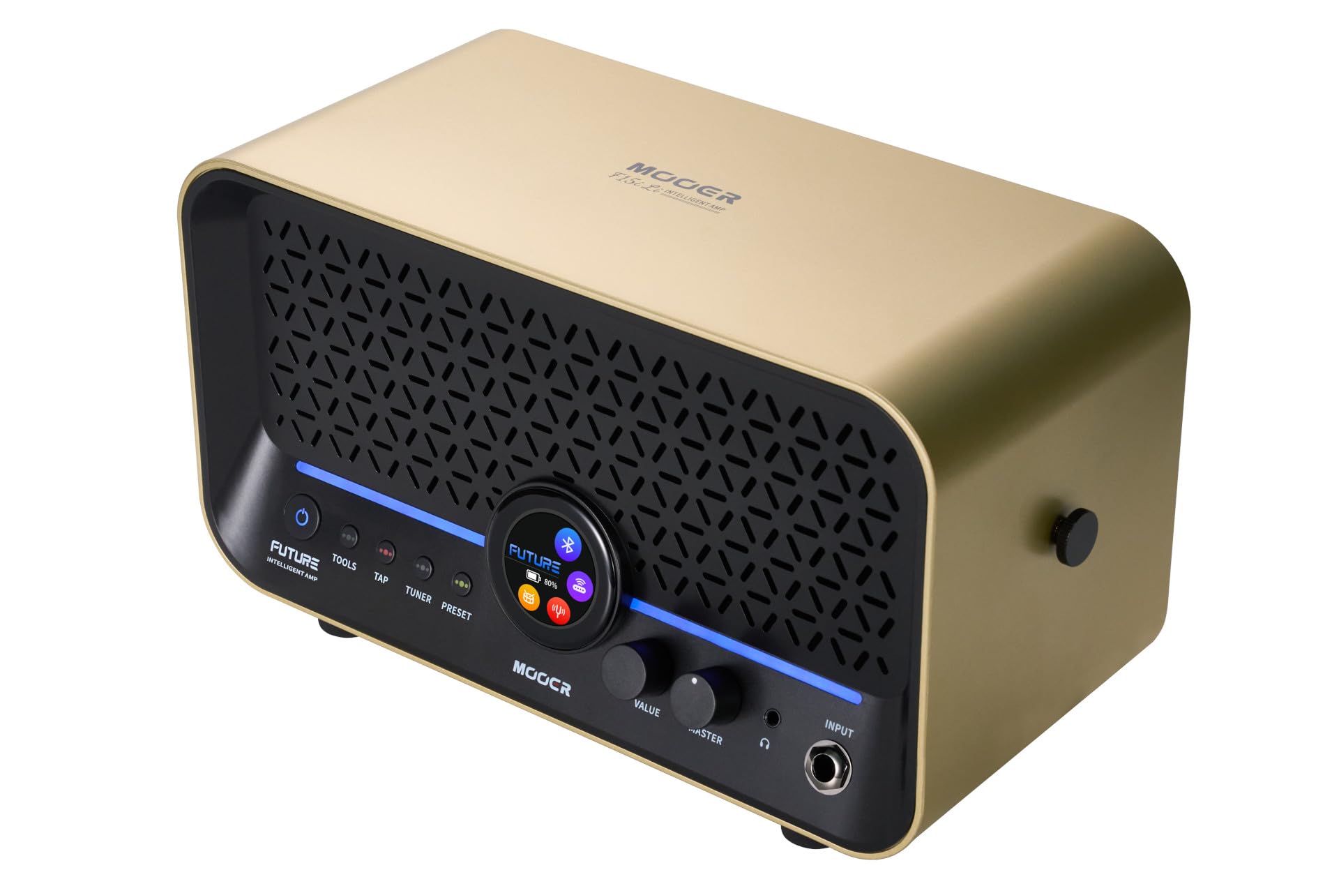 Mooer F15i Li – Multi Effects & Modeling Guitar Combo, 15 Watt, con batteria – Imperial Gold