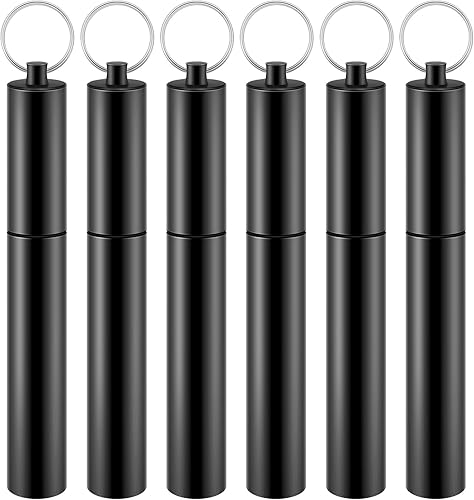 6 piezas portpalillos de dientes portátil hermético de aluminio tubo de metal para articulaciones, tubo de almacenamiento, impermeable, bolsillo con
