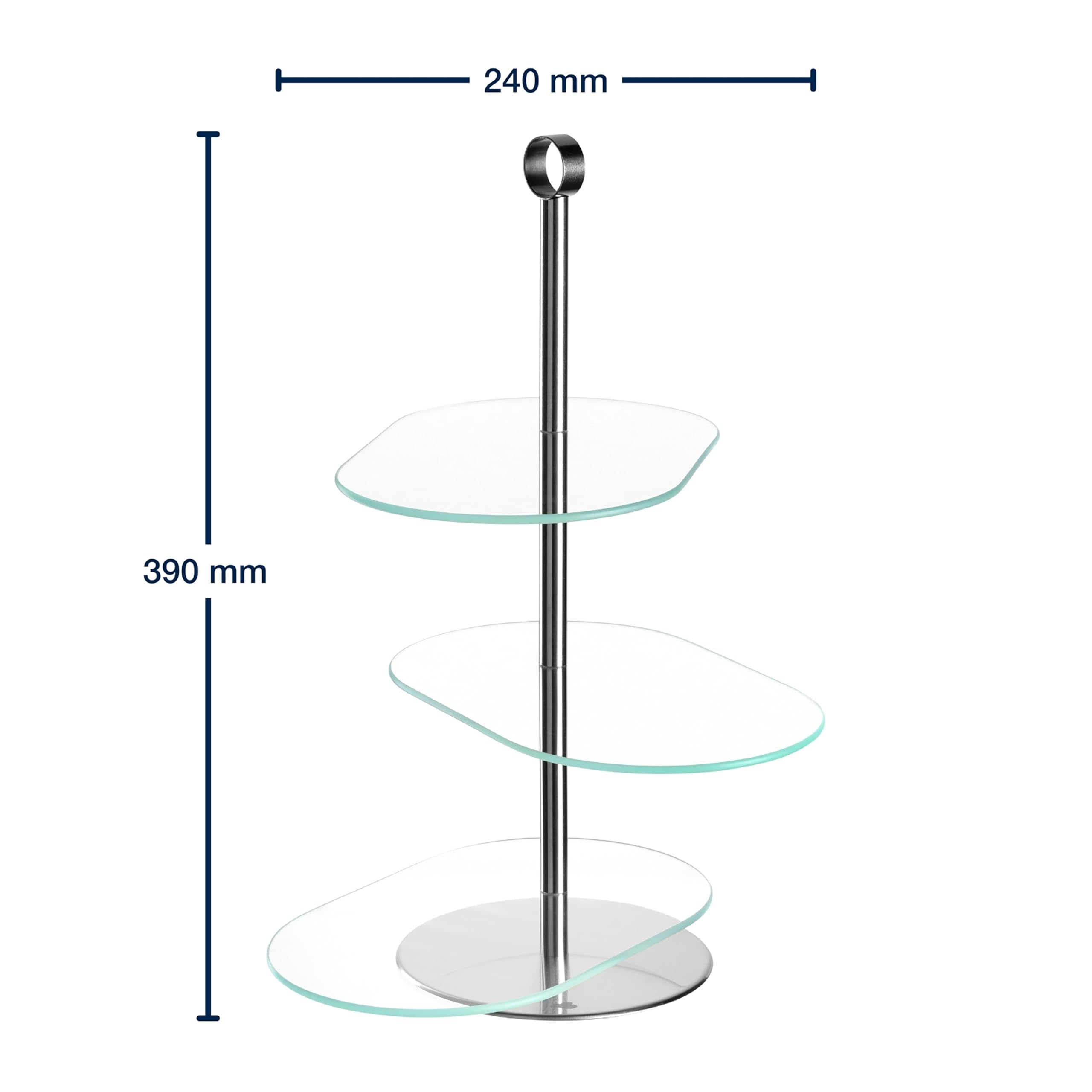 LEONARDO HOME CENA 025364 Présentoir en verre moderne pour gâteaux et amuse-gueules Élégant présentoir pour brunch et buffet Design intemporel Pour toutes les occasions Hauteur 39 cm Argenté