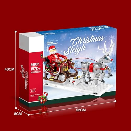 Miniatura 8 de MISINI MOC - Juego de juguetes de bloques de construcción de trineo navideño 66002, juego de construcción grande creativo con temática navideña alce