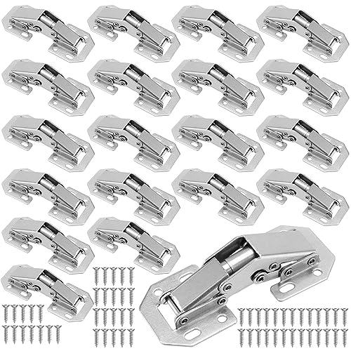 HEIHAK 20 Pcs 77 × 32 × 19mm 90 Degree Cabinet Hinges, Concealed Soft Close Hinges with Screws