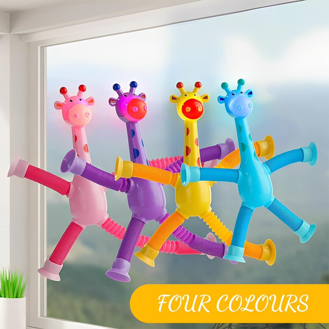 Juguete Sensorial de Jirafa Telescópica con Ventosa, 6 Piezas, Tubo Pop Flexible para Niños, Juguetes Sensoriales, Juguetes Educativos Antiestrés para Desarrollo Sensorial 2-6 Años — view 2