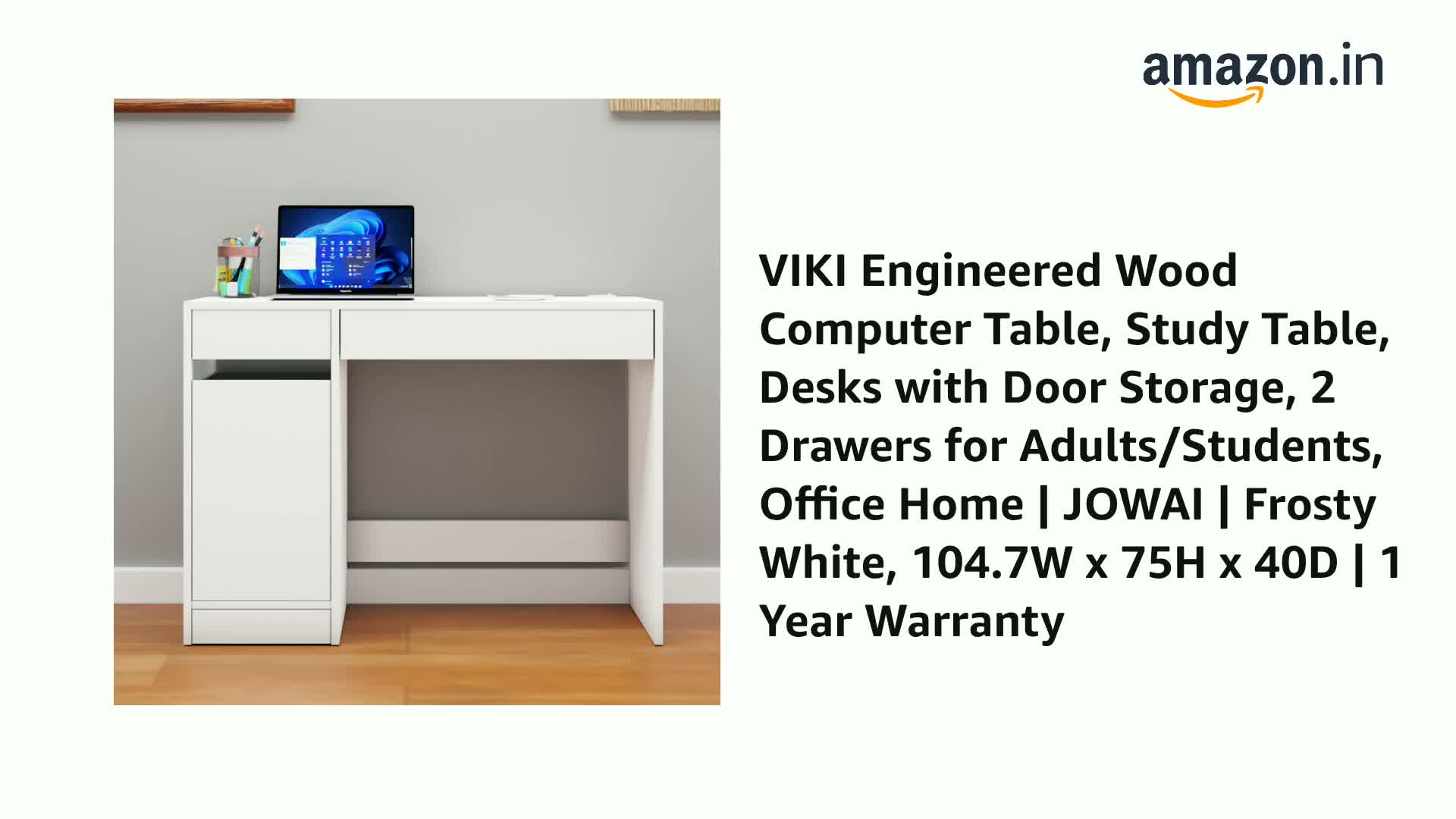 VIKI Engineered Wood Computer Table, Study Table, Desks with Door