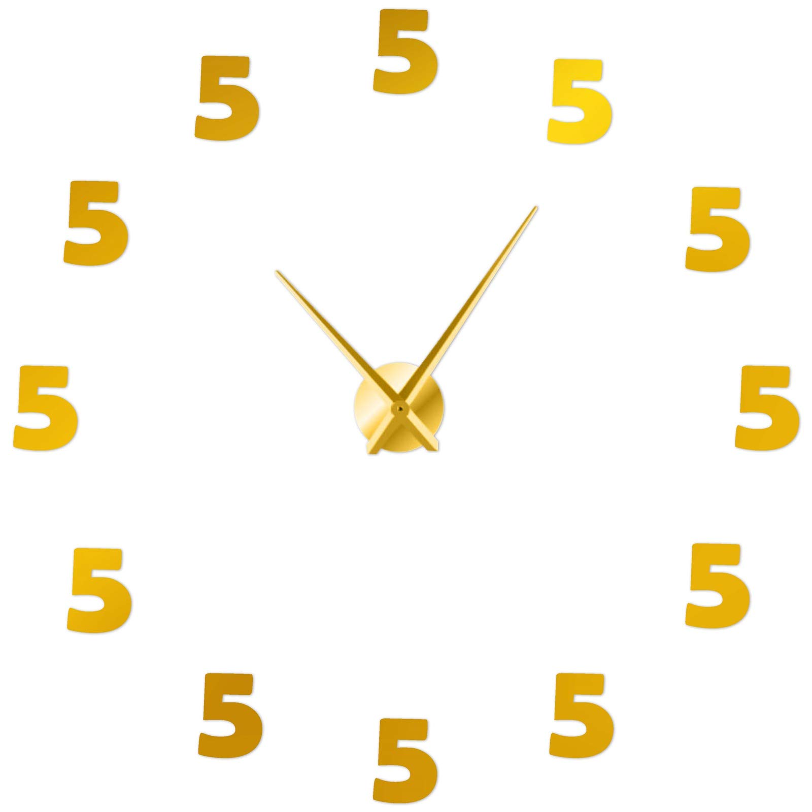 Horloges murales de grand diamètre avec mécanisme muet et stickers miroirs