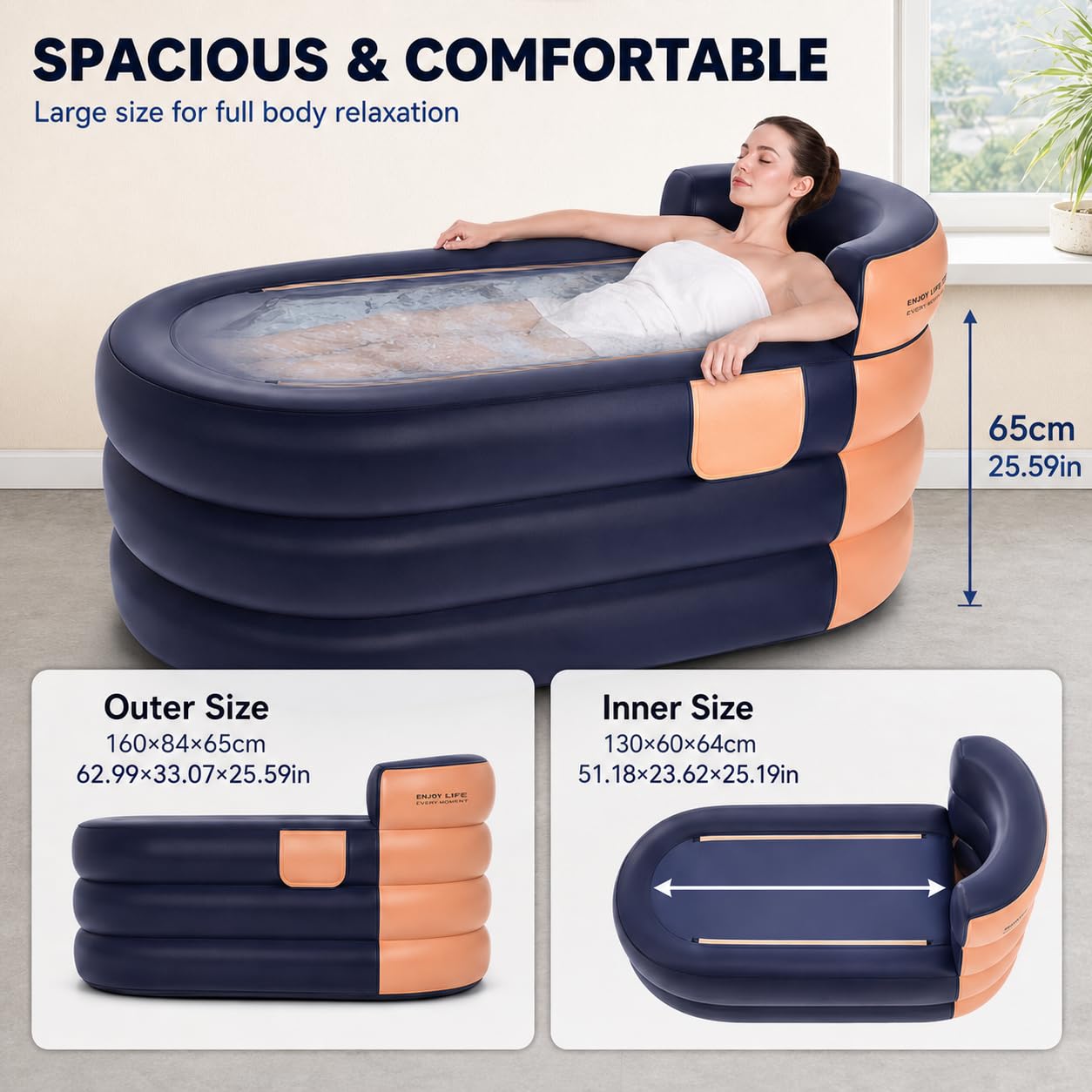 Bañera Inflable, Inflable Plegable Móvil Independiente Bañera para Adultos y Ducha para Camping Viajes Spa