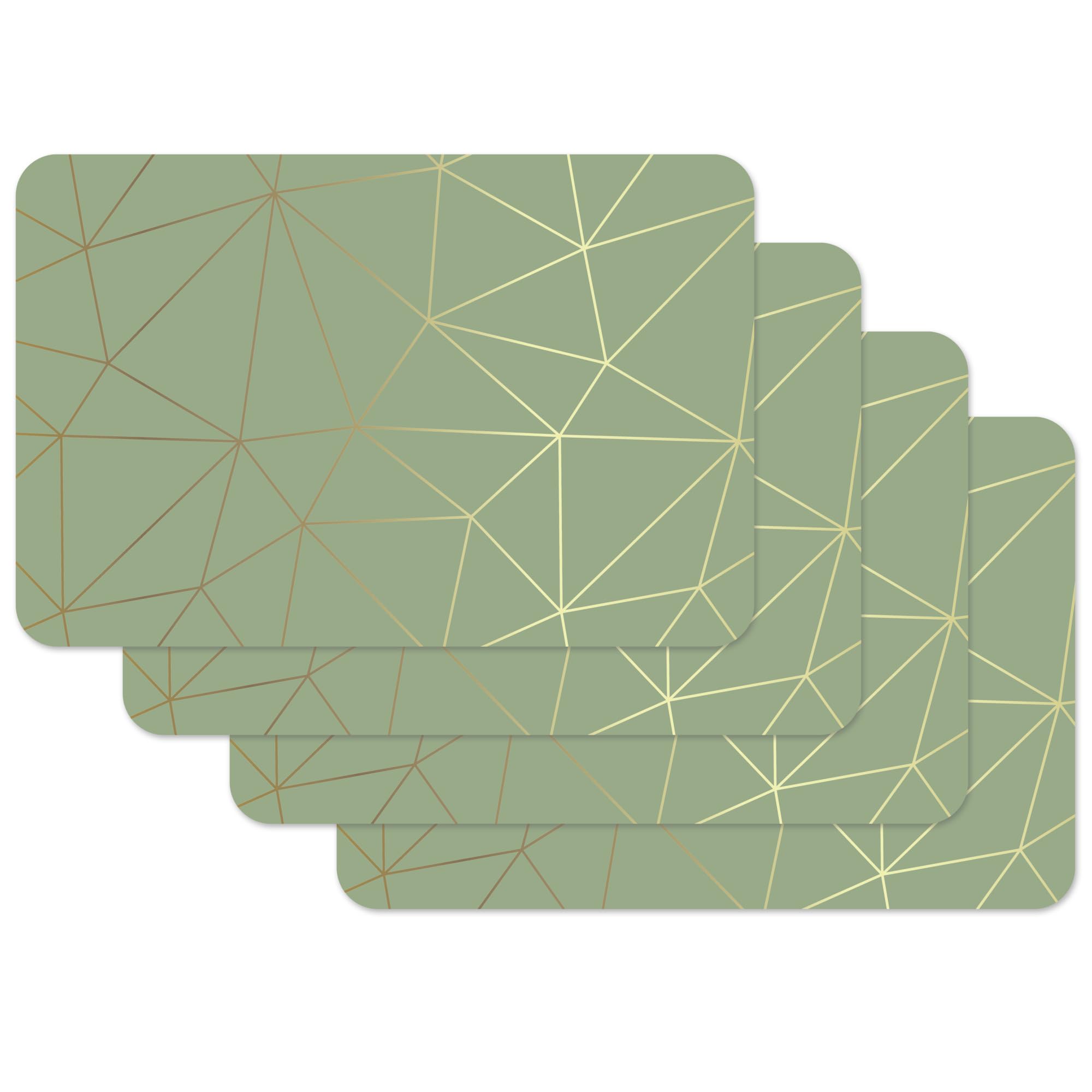 PM PR Polygon Gold/Sage (4 units), Gold Pastel Green, 45 x 30 cm