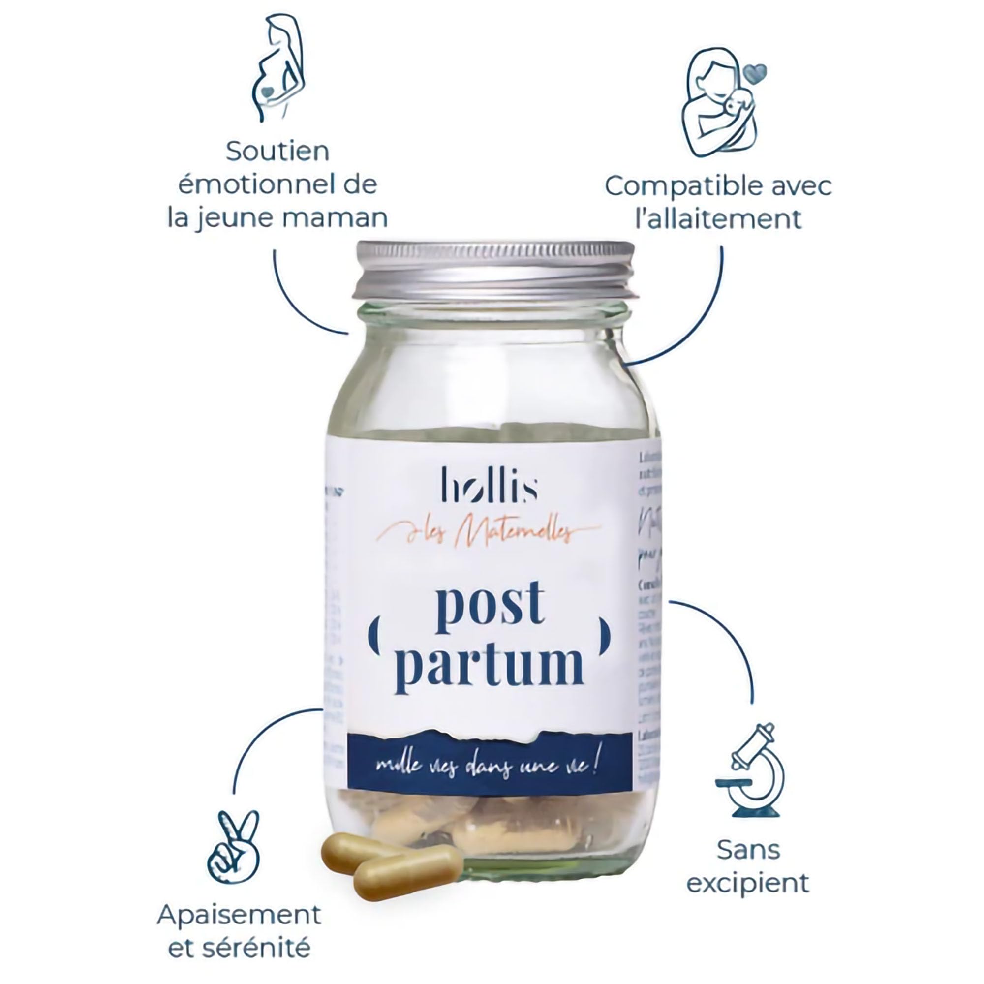 Hollis | Complément alimentaire Post Partum | 90 gélules | Reconstituer le niveau de vitamines