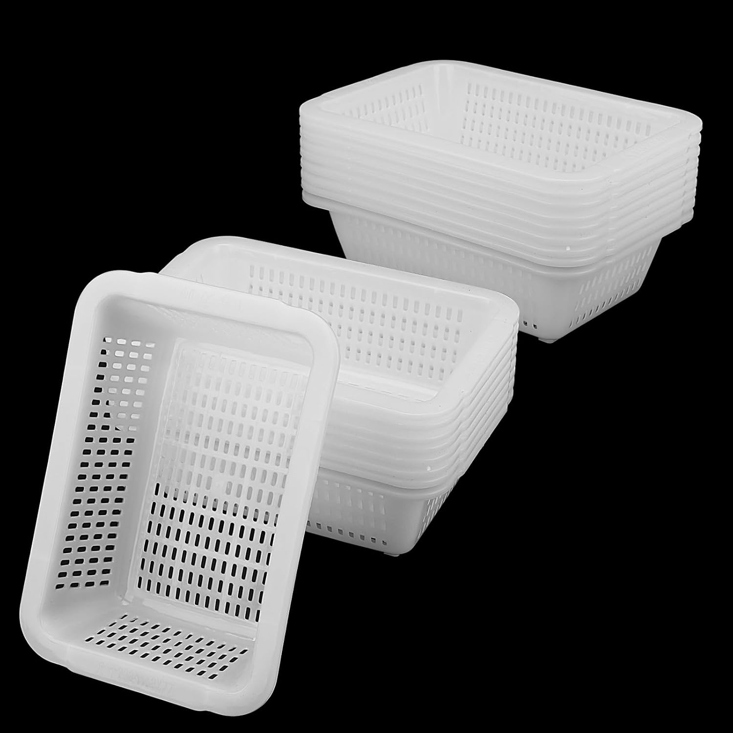 SHEUTSAN 20 Pack 9 x 6 x 2.7 Inch Small Plastic Storage Baskets, White Plastic Bin Basket Organizer Tray for Office, Kitchen