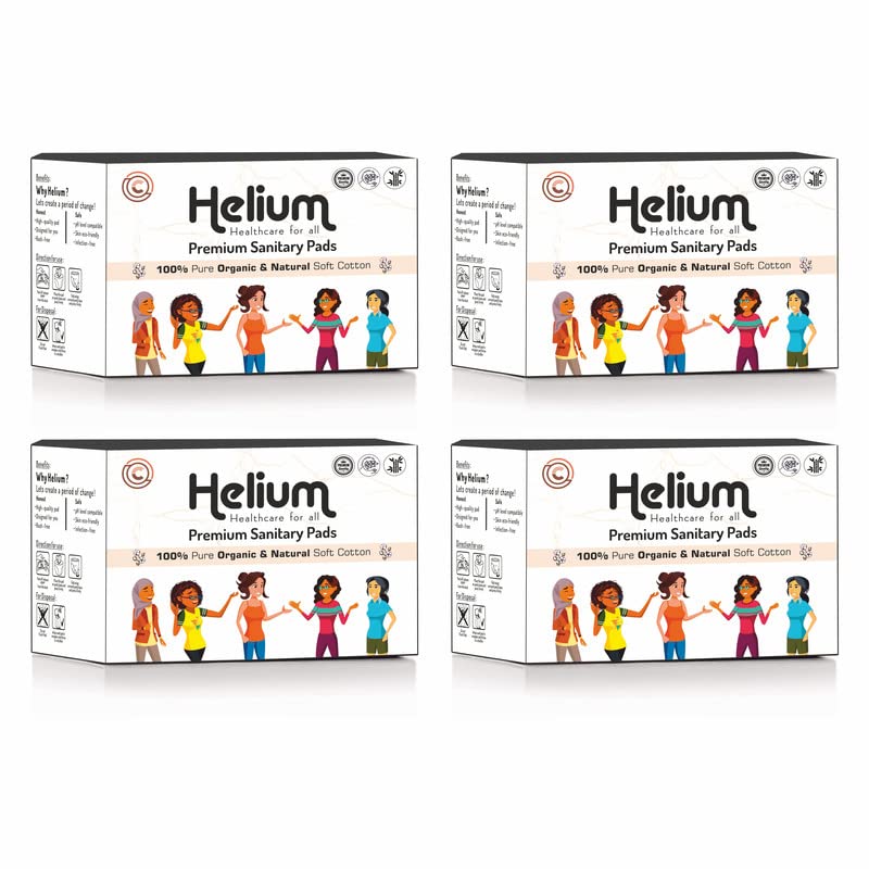 Helium 100% Organic & Naturally Soft Cotton Sanitary Pad | Pack Of 4 * 23 = 92 Pads-XXL-330mm |Ultra-Thin Rash Free Natural Sanitary Napkins For Women | Designed for Sensitive Skin |Base Bamboo| (B09F9HSWJ4) Amazon Price History, Amazon Price Tracker