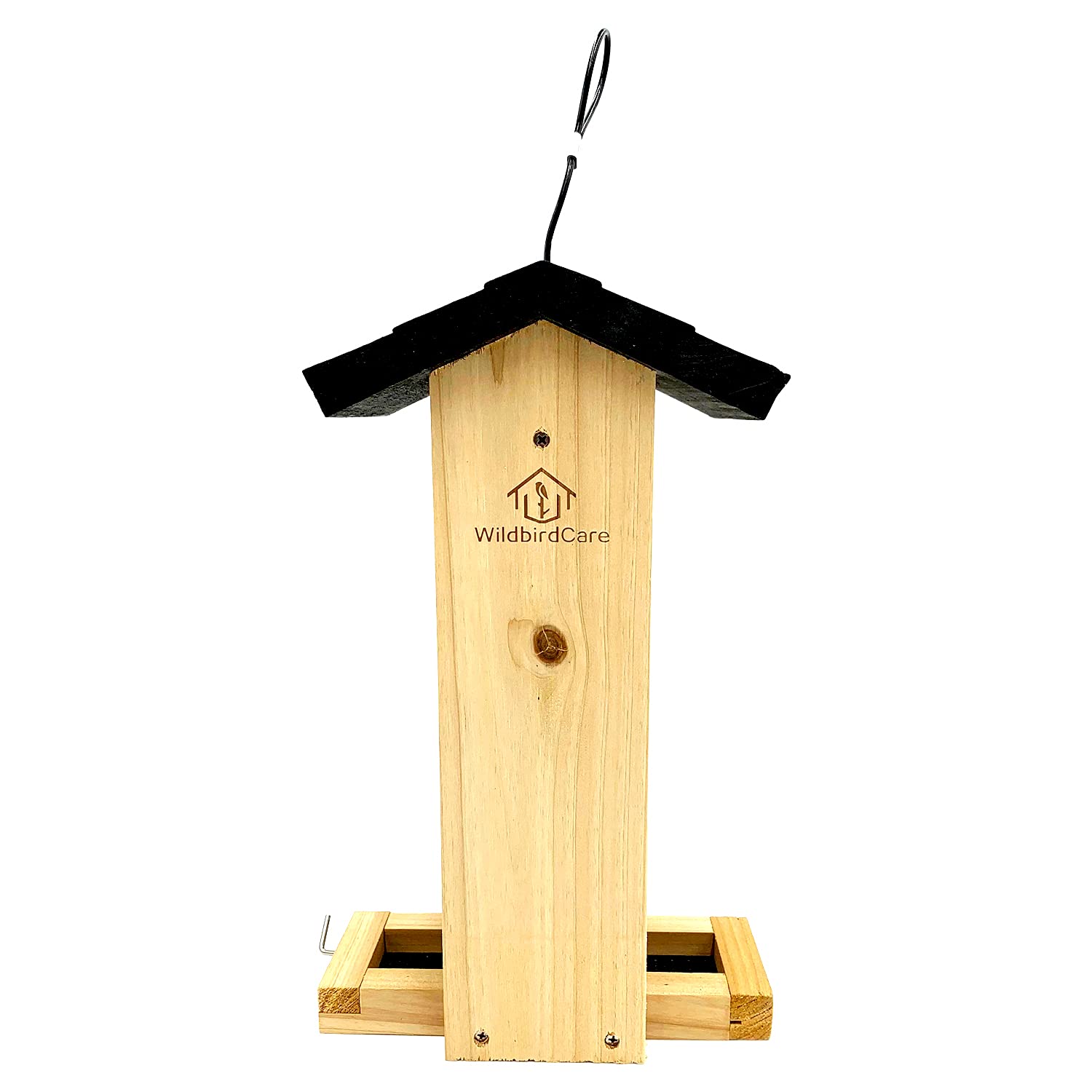 Emily Pets Solid Wood Birdhouse, Weatherproof Bird House Designed for Easy Cleaning, Secure Latch, Air Vents, Fledgling Grooves(Beige-Black)