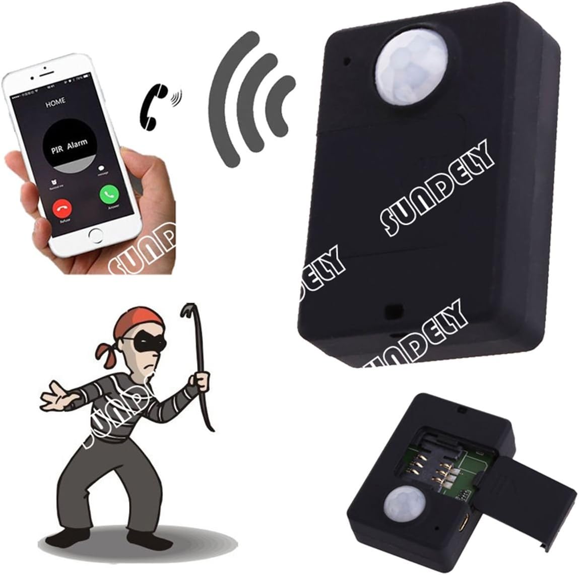 SUNDELY® Mini Wireless GSM PIR MP.Alert Anti-theft Alarm Infrared Sensor Motion Detector