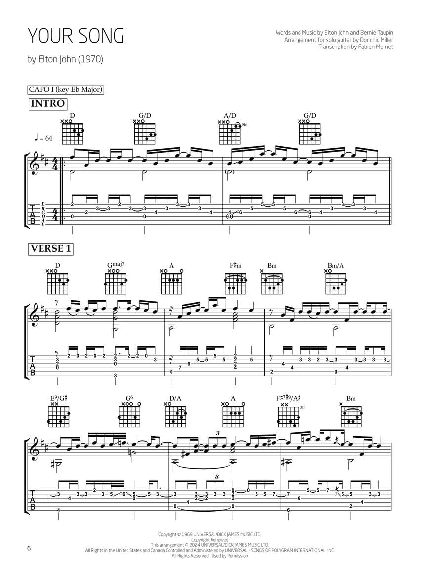 Song Classics for Solo Guitar - Arranged by Dominic Miller      Paperback – October 1, 2024