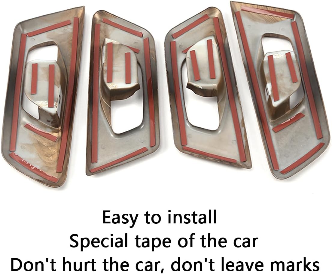 Car Accessories Fit for Honda CR-V CRV 2017 2018 2019 2020 2021 2022 Interior Door Handle Bowl Cover Trim Decoration Frame (Peach Wood) ABS 4 PCS Without Memory Seat Buttons