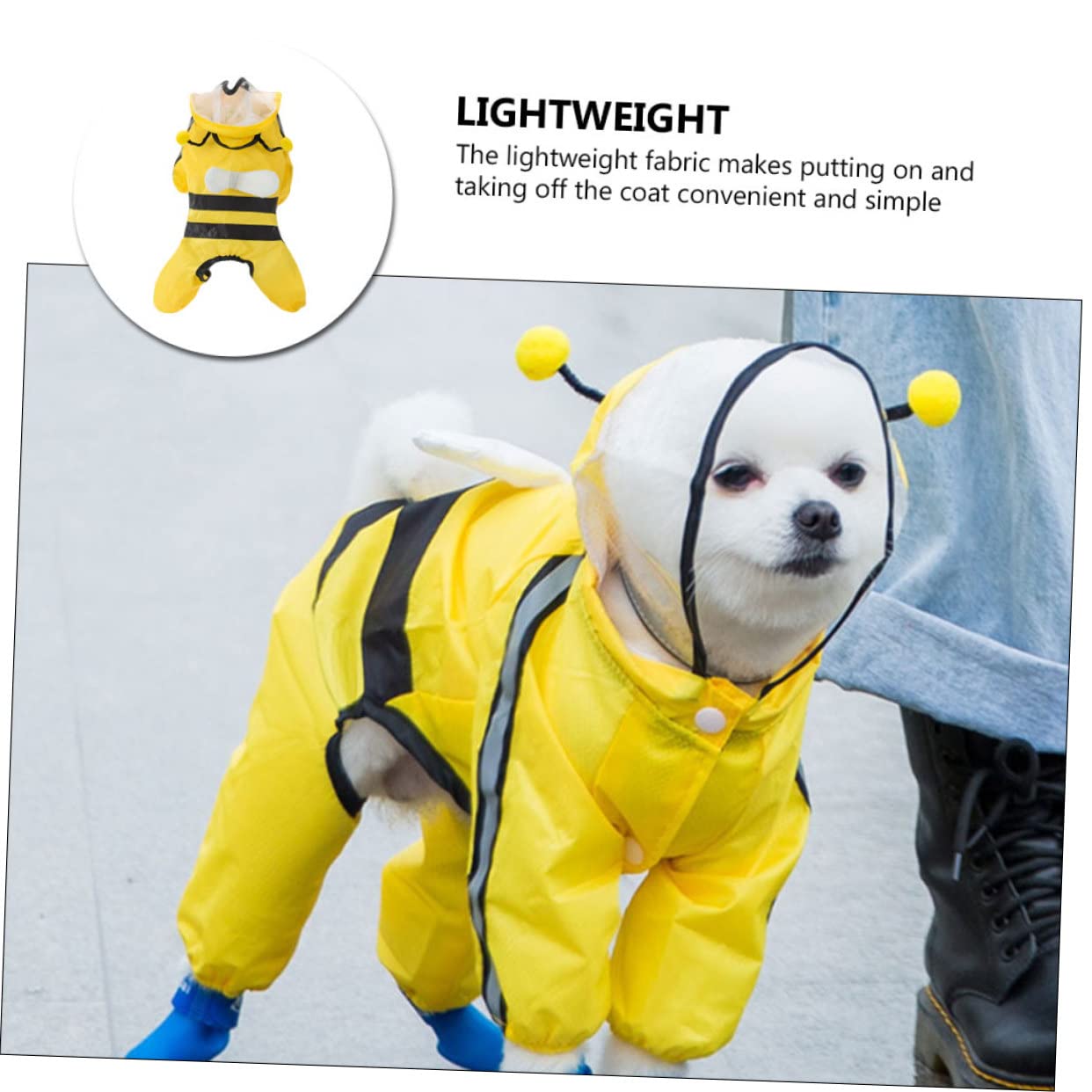 Angoily 3pièces Manteau De Pluie Étanche pour Chien Abeille Veste Élégante Et Respirante avec Capuche pour Chiens De Moyenne Et Petite Idéale pour Jours Pluvieux